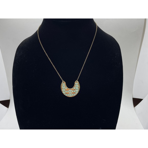 Stella & Dot Gold Tone Pendant Necklace || Reversible Pendant || 2-in-1 necklace - Picture 3 of 9